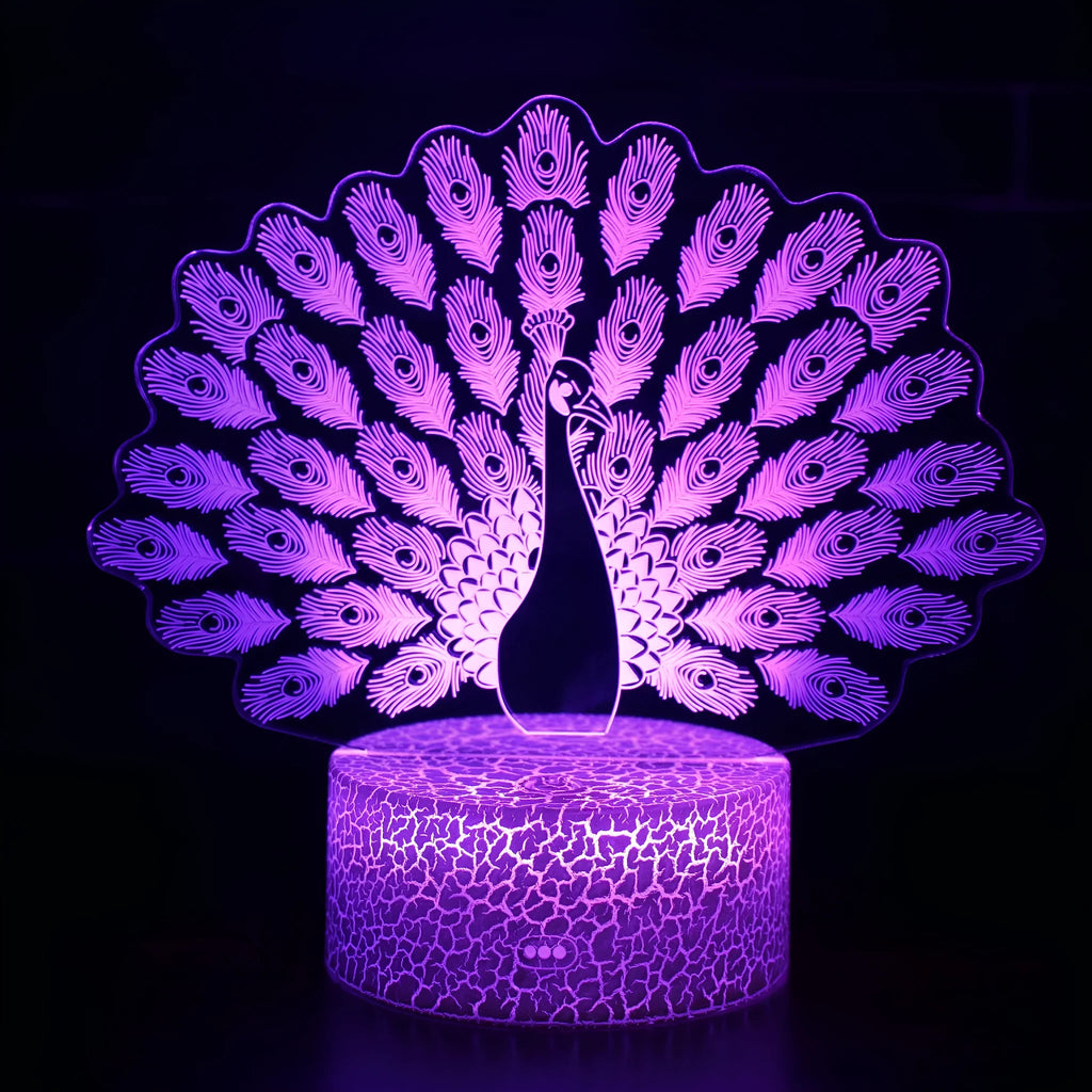 Acrylic 3D touch USB table lamp with colourful LED effects and crack base design