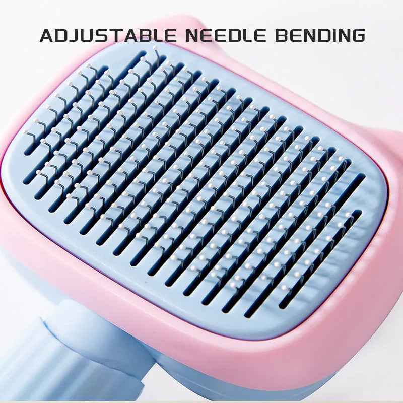 Blue double-sided pet grooming brush with deshedding and dematting functions for cats and dogs