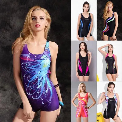 Women's quick-drying one-piece swimsuit in conservative style for swimming sports