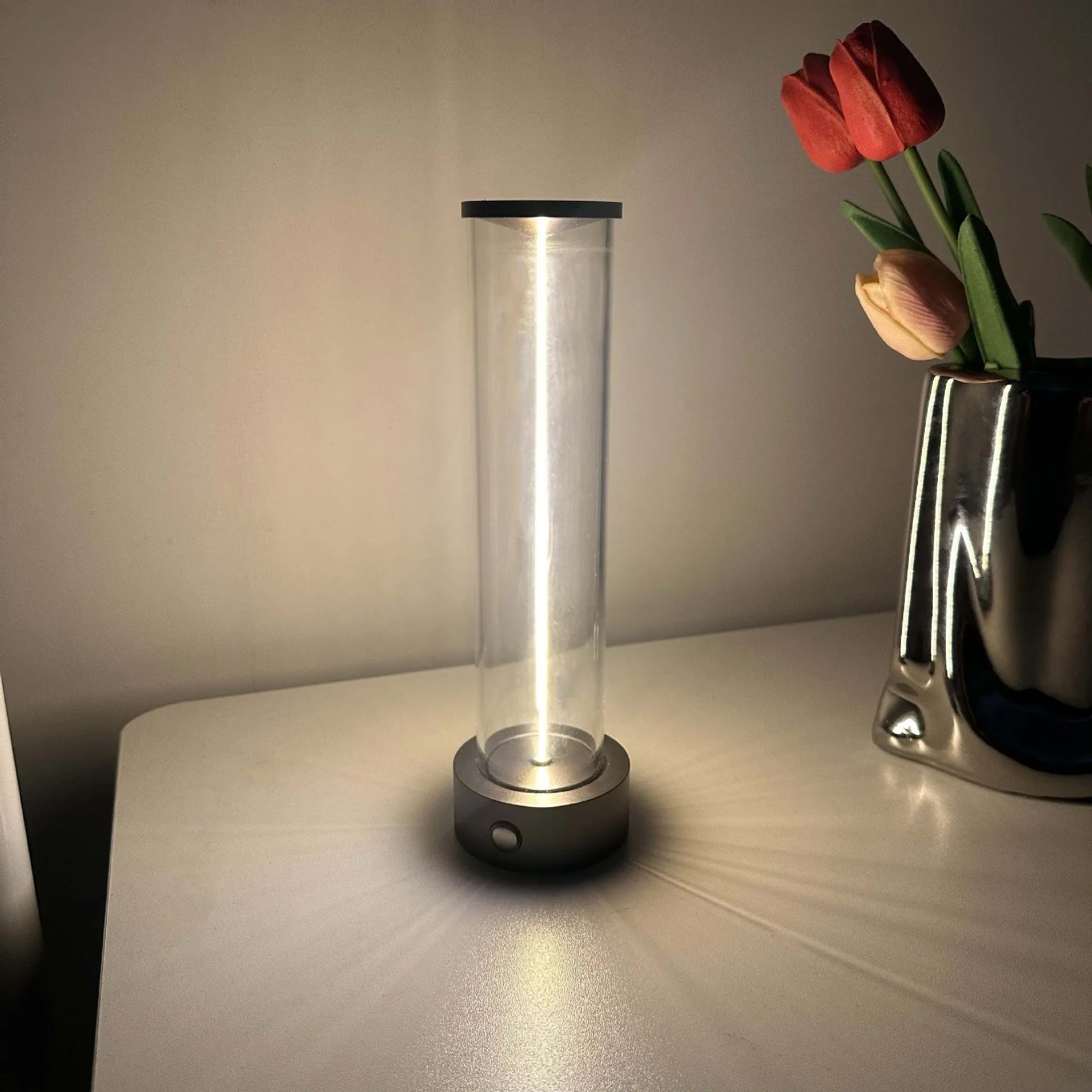 Modern glass LED light strip with magnetic suction for USB charging bedside use