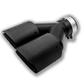 Black carbon fibre car exhaust pipe with double outlet design and 250mm diameter