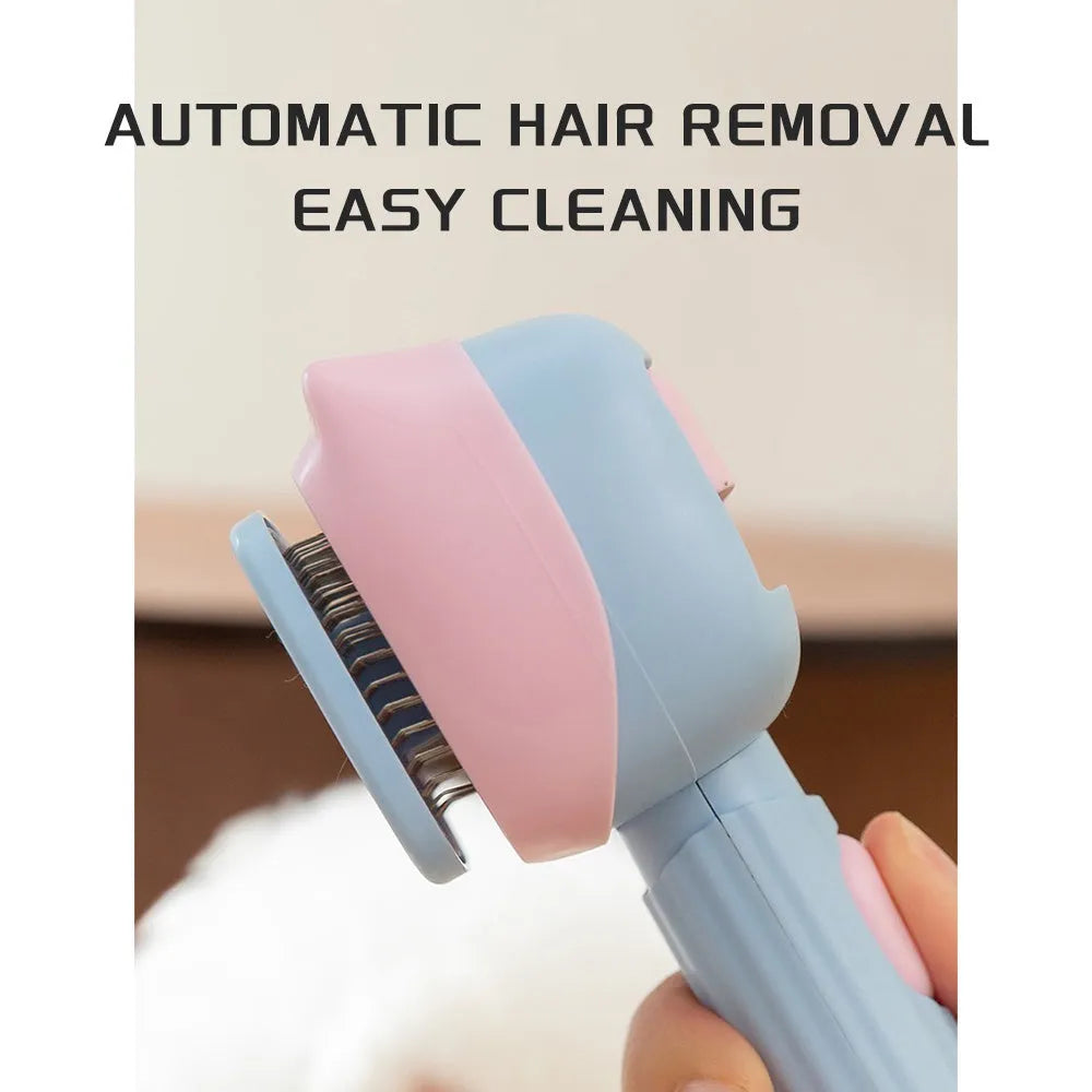 Blue double-sided pet grooming brush with deshedding and dematting functions for cats and dogs