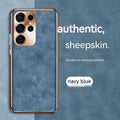 Fashion eyelet sheepskin phone case for Samsung S22 S23 in Graphite Black colour
