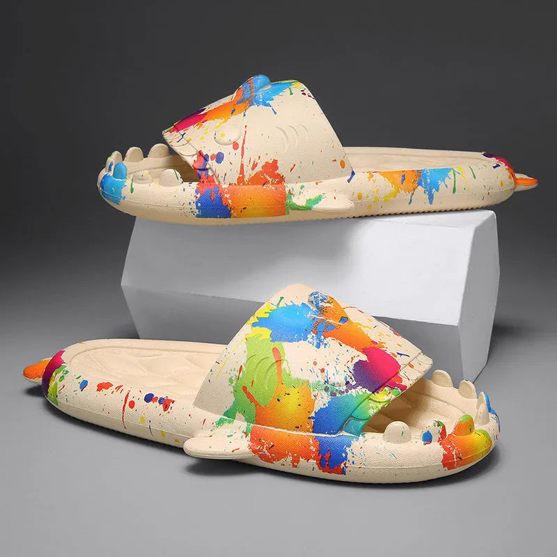 Couple shark design open toe EVA slippers available in multiple colours and sizes 36-45