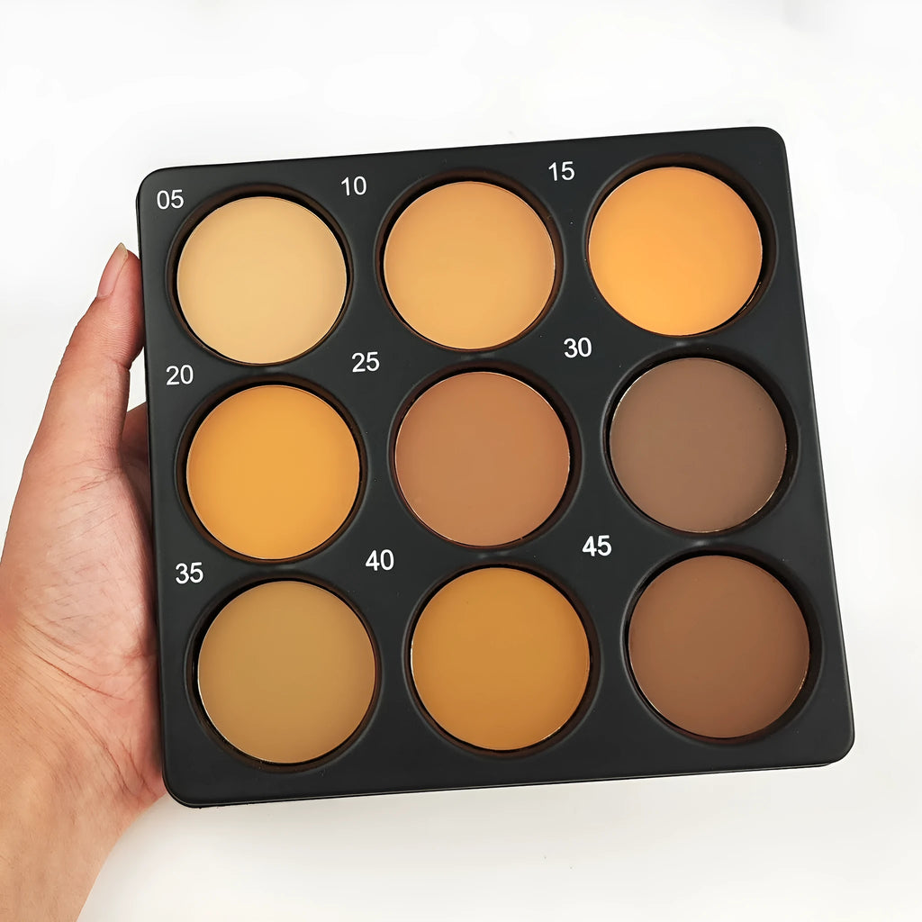 Dark matte makeup palette with nine waterproof colours and repair disk for punk and fashion styles