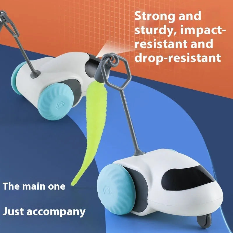 Light grey blue electric cat toy car with gravity sensor and Type-C charging port