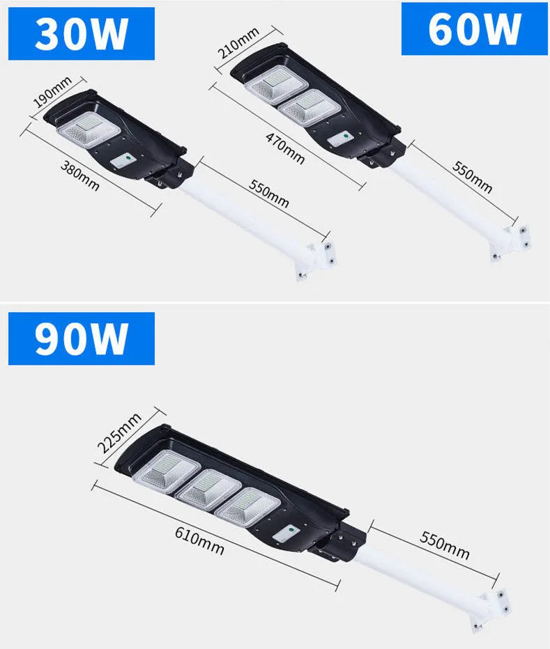 Integrated solar street light with LED panel and remote control for outdoor use