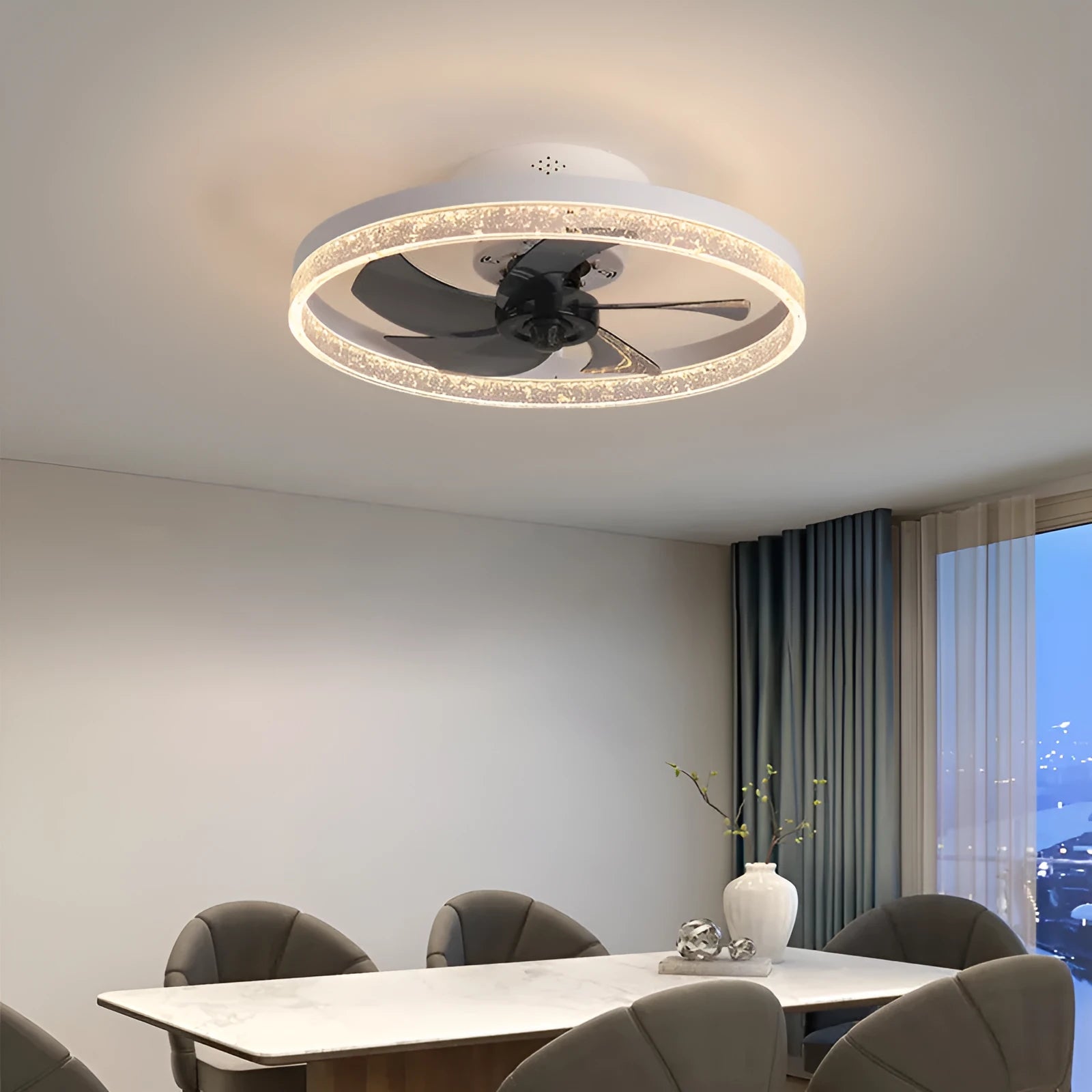 Nordic style ceiling fan lamp with remote control in 50cm size for bedroom or dining room use