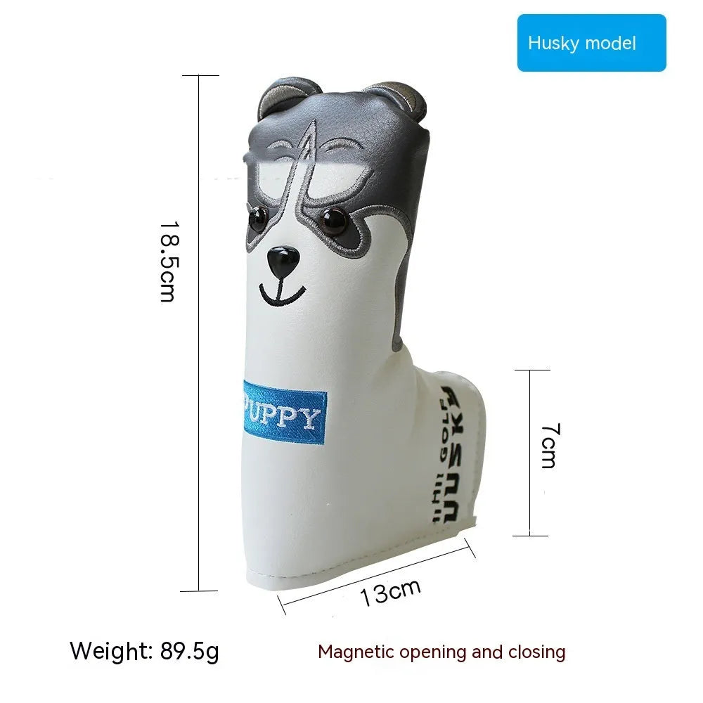 Golf straight bar putter sleeve in various designs including four-leaf clover and animal motifs