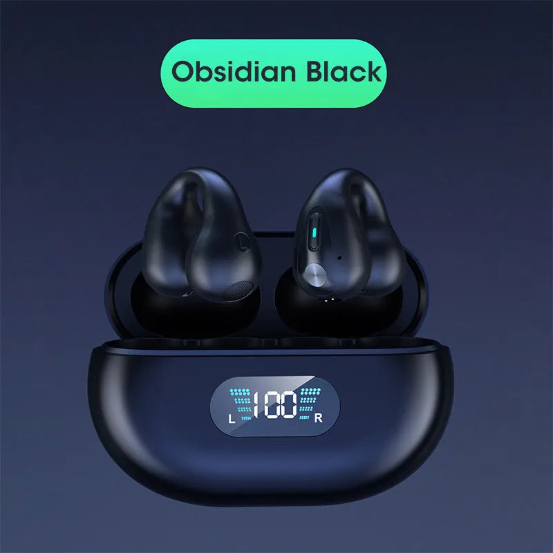 Bone conduction Bluetooth headset clip in black colour showing clip design