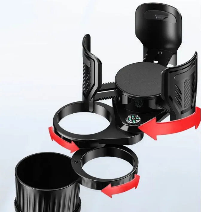 Carbon fibre black ABS car cup holder with adjustable retractable base.