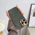 Leather texture TPU phone case for iPhone in black, blue, grey and grey-green colour options