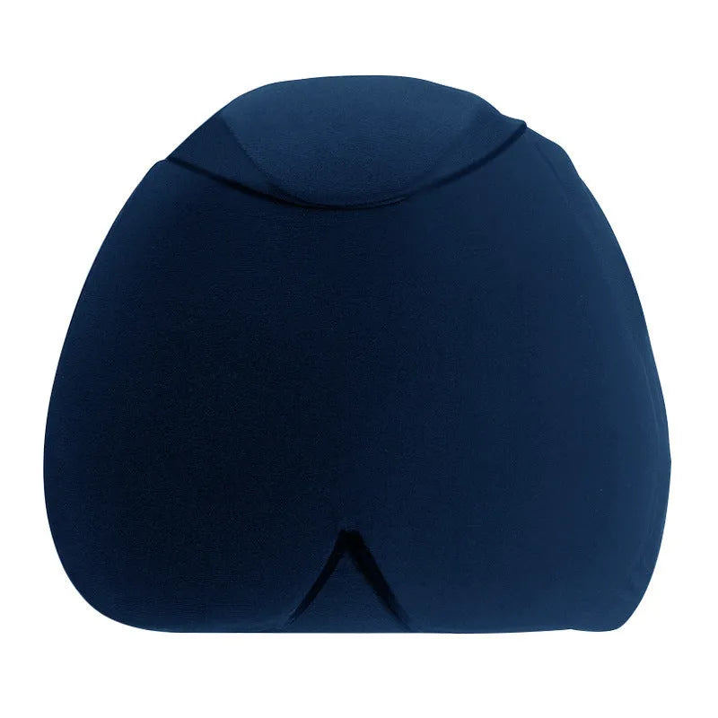 Simple solid colour cold compress headache cap shown in black, pink, and dark blue.