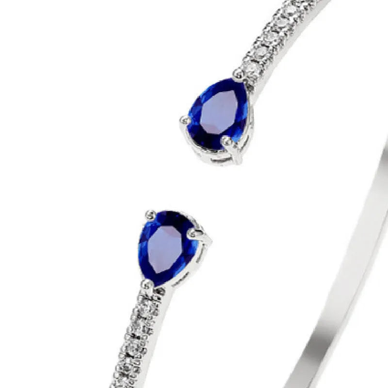 Multi-zircon bracelet with stones inlaid on copper base in white colour option