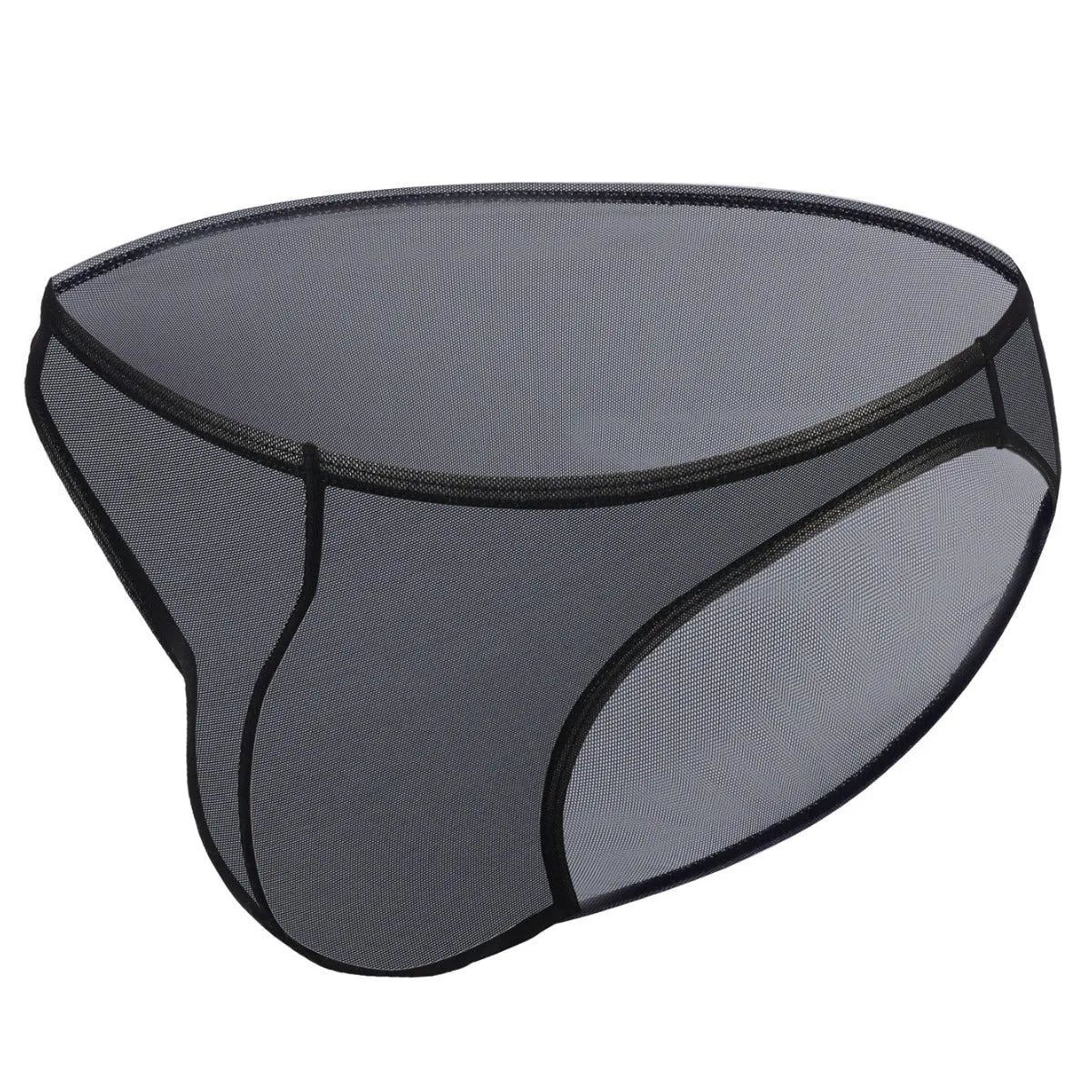 Men's black quick-drying nylon triangle briefs with low waist design