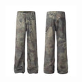 Men's digital camouflage denim jeans in straight cut with mid waist styling