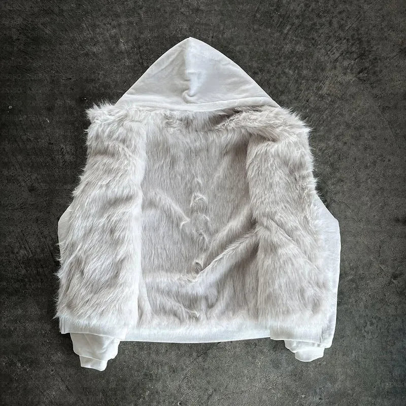 Baggy cardigan-style coat in black or white with long sleeves and loose fit