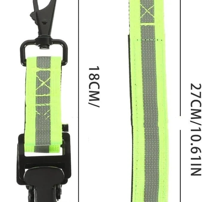 Fluorescent green metal buckle clip for fireman gloves with reflective nylon lining