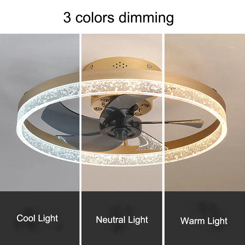 Nordic style ceiling fan lamp with remote control in 50cm size for bedroom or dining room use