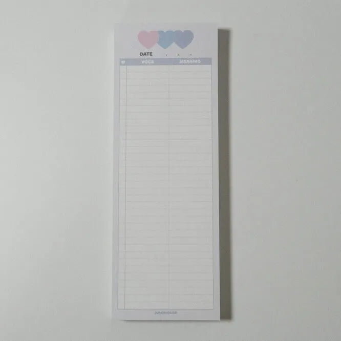 Vertical English learning notepad in half B5 size with double-sided printing and three colour options