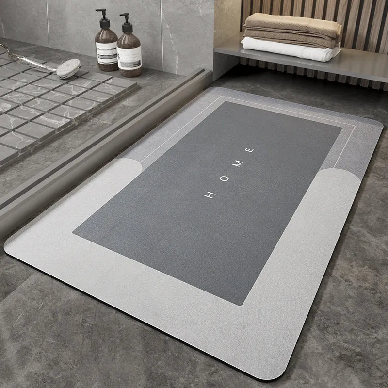 Blended fabric bathroom floor mat in oval and rectangle styles showing Lake Baikal colour options