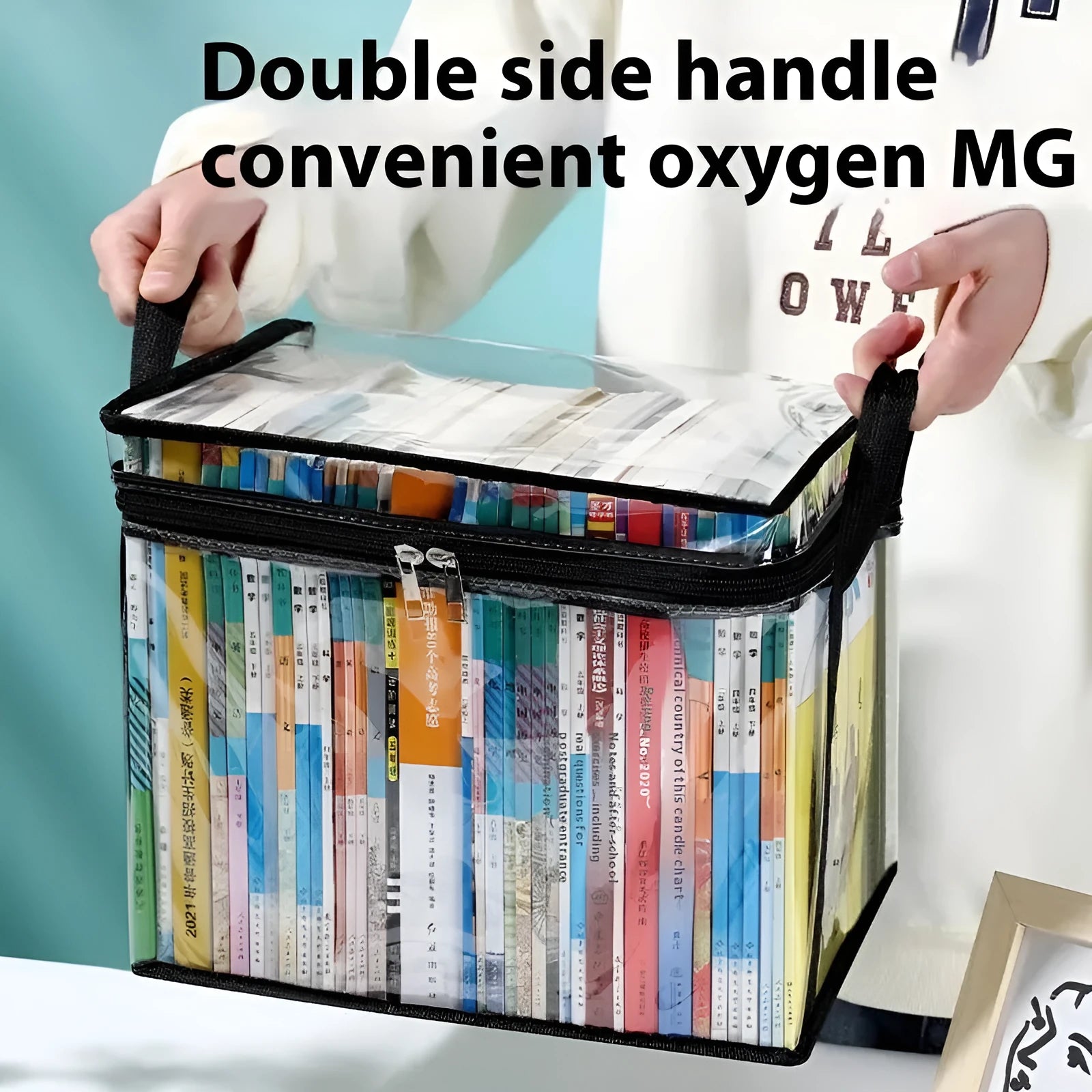 Large foldable PVC water buggy bag in black or white, showing transparent panels and 38cm size.