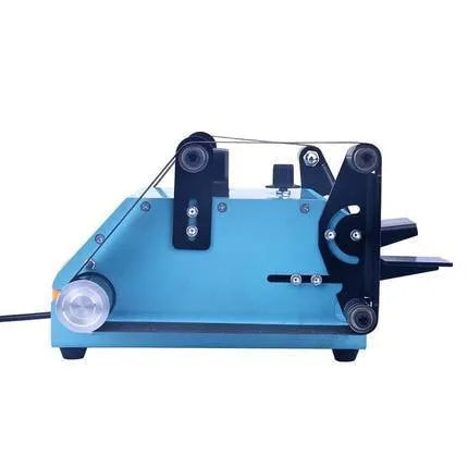 Blue desktop dual-axis belt sander with 750W power and 40 x 680 mm abrasive belt for workshop sharpening