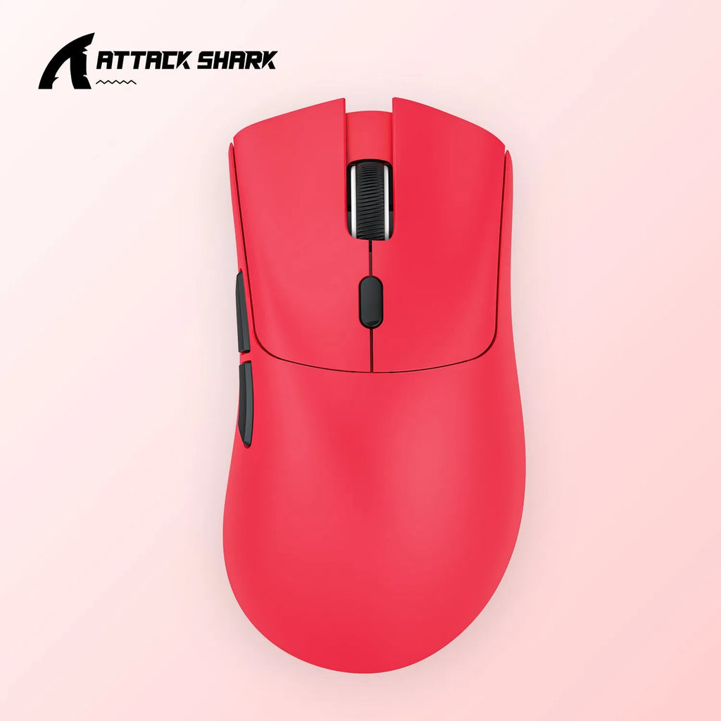 Attack Shark wireless three-mode gaming and office mouse in black, red, or white