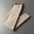 Men's cashmere wool blend sports cardigan suit with half turtleneck zipper top and matching trousers