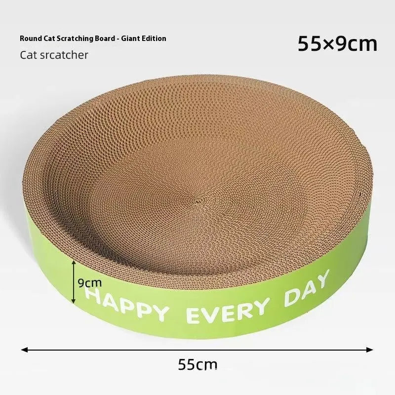 Green round cat scratching board nest showing wear-resistant surface and nest shape.