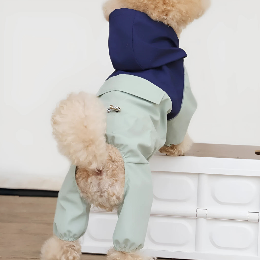 British style polyester dog waterproof jacket for small and medium breeds in khaki colour