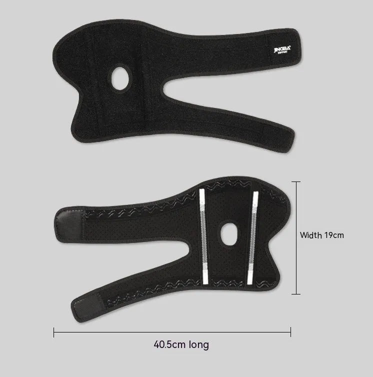 Black adjustable sports elbow guard for fitness training and outdoor activities like basketball and hiking.