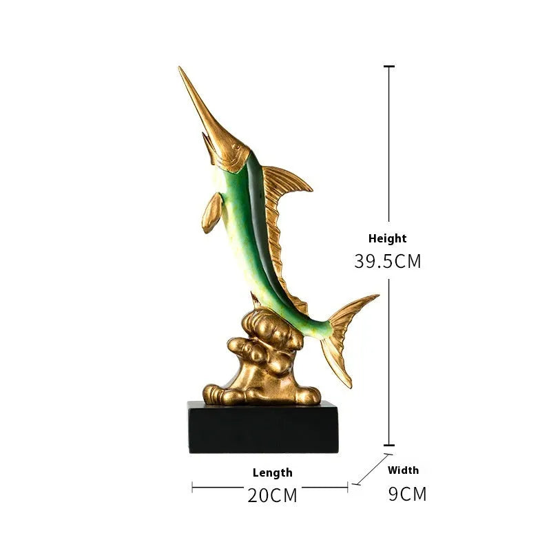 European style decorative swordfish ornament in resin and plastic available in multiple colours.