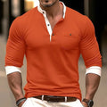 Men's solid colour long sleeve cotton t-shirt on a hanger, shown in various colours.