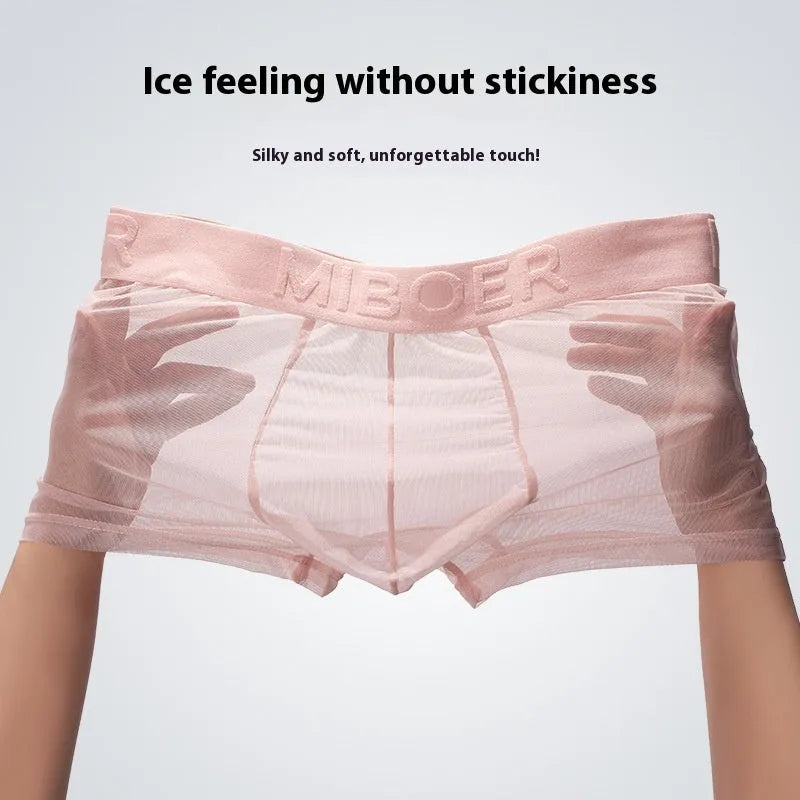 Men's thin invisible breathable boxer shorts in multiple colours with quick-dry polyester fabric