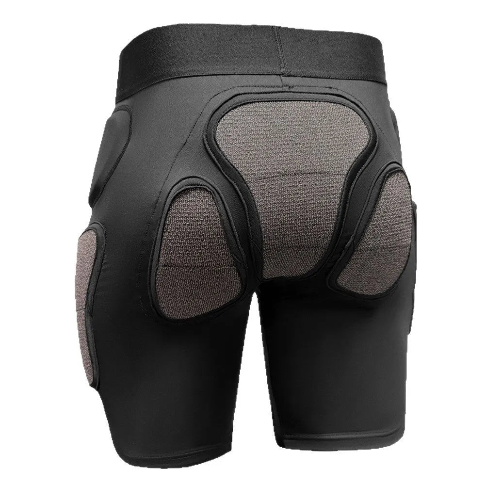 X-ray diffraction ski protective gear set showing slim hip pad and multi-layer knee pad for inner wear.
