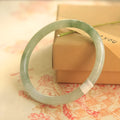 Green geometric Chinese style jade waxy student bracelet with manual craft and 10mm thickness