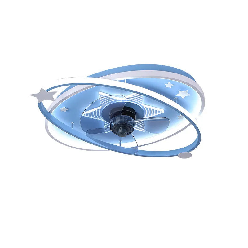Modern children's bedroom ceiling fan light with acrylic shade and remote control