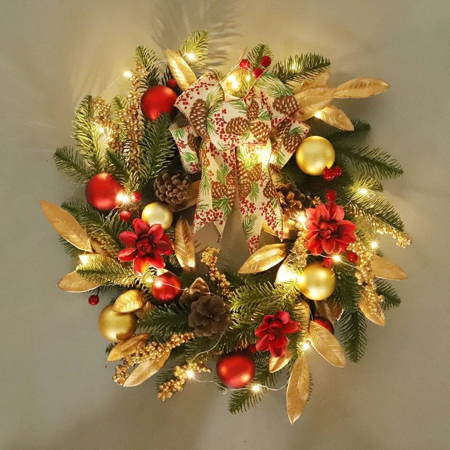 Artificial plastic Christmas garland with American country style design displayed on staircase
