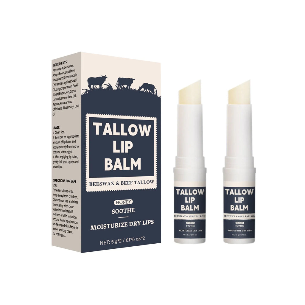 Light Grain Soft Full Lips Beef Fat Lip Balm 2-piece set showing two 5g tubes