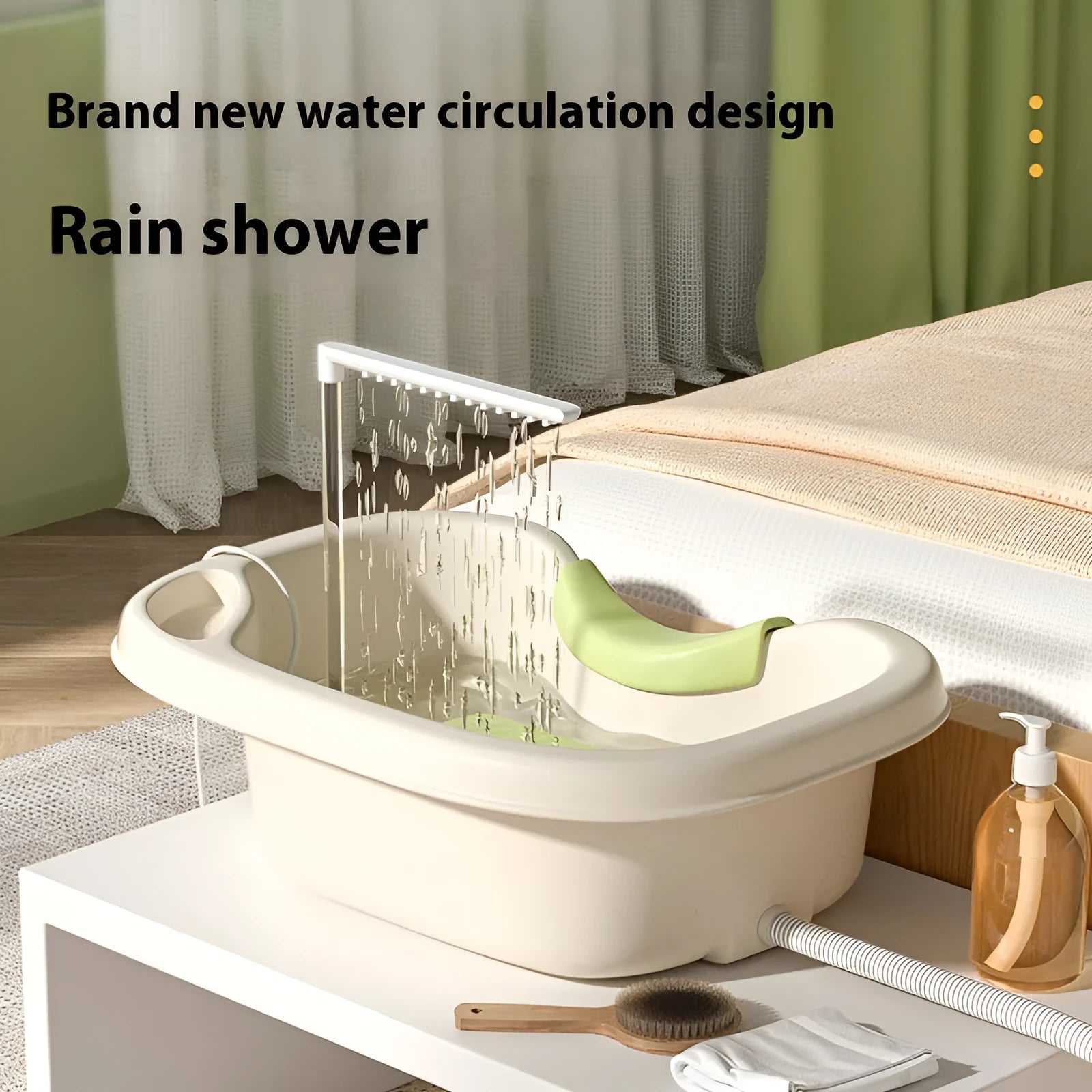 Portable plastic shampoo basin with neck pillow for bed use in light pink colour