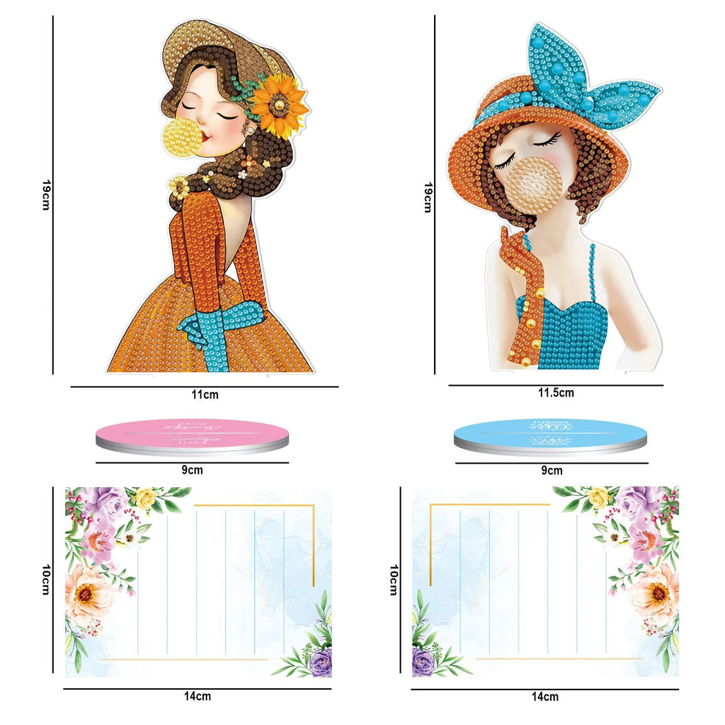 Handmade diamond painting desktop decoration with note clip on restaurant table