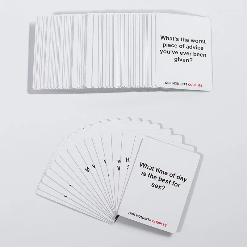 Black coated paper communication cards for couples, measuring 9cm by 6.5cm, in storage box