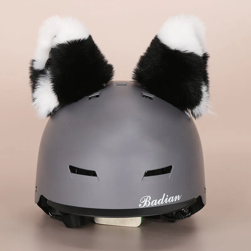 Plush fabric cartoon character helmet cover and matching hat cover set for costumes.