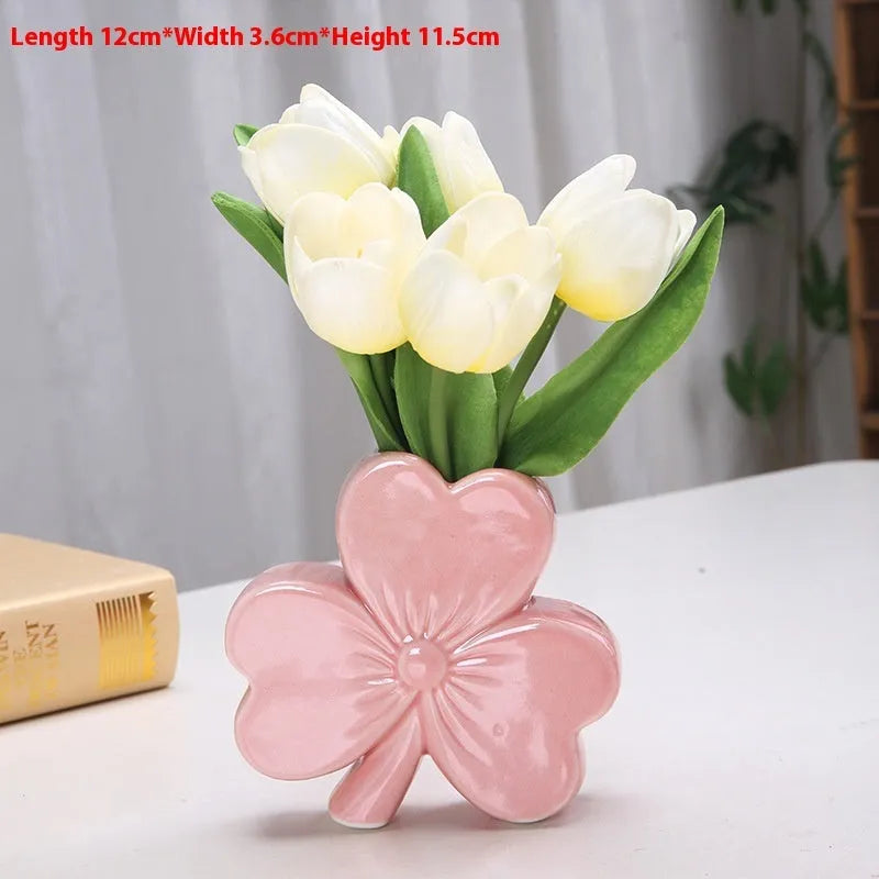 European style white porcelain ceramic desktop vase in four colour options
