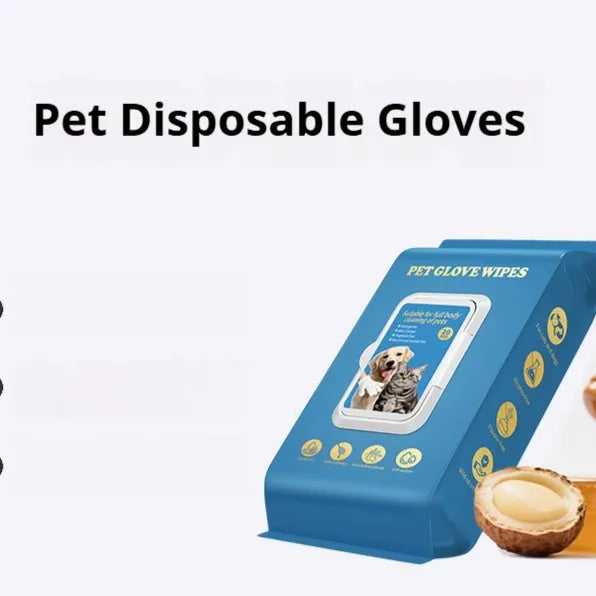 Disposable gloves for pet cat and dog care during bathing and cleaning tasks