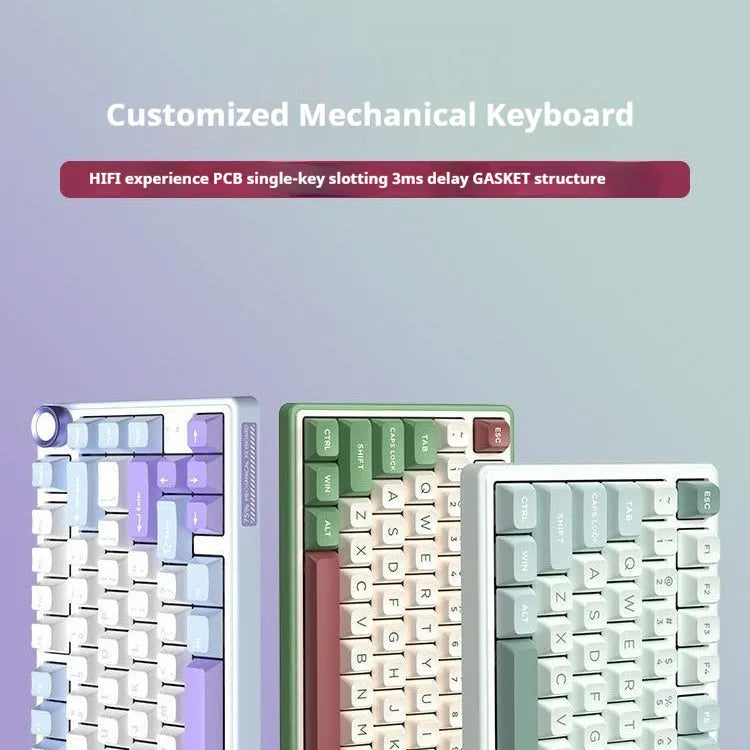 Wireless mechanical keyboard with RGB lighting and hot-swappable switches in various colour options