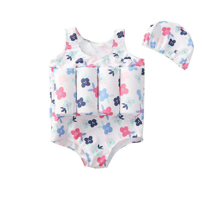 Children's buoyancy swimsuit one-piece girl cartoon nylon swimming and wading suit size S-XXL