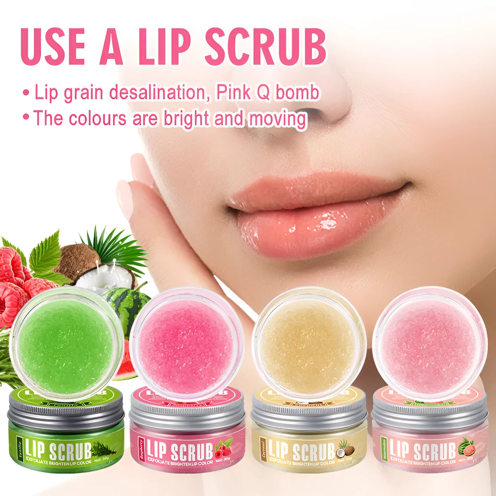 Amatoni lip scrub cream pot in fruit flavours for exfoliating and moisturising lip care