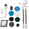 White handheld cleaning ball with rechargeable lithium battery and cleaning brush accessories